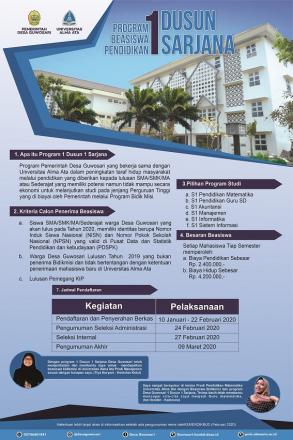 Beasiswa Pendidikan 1 Dusun 1 Sarjana Tahun 2020